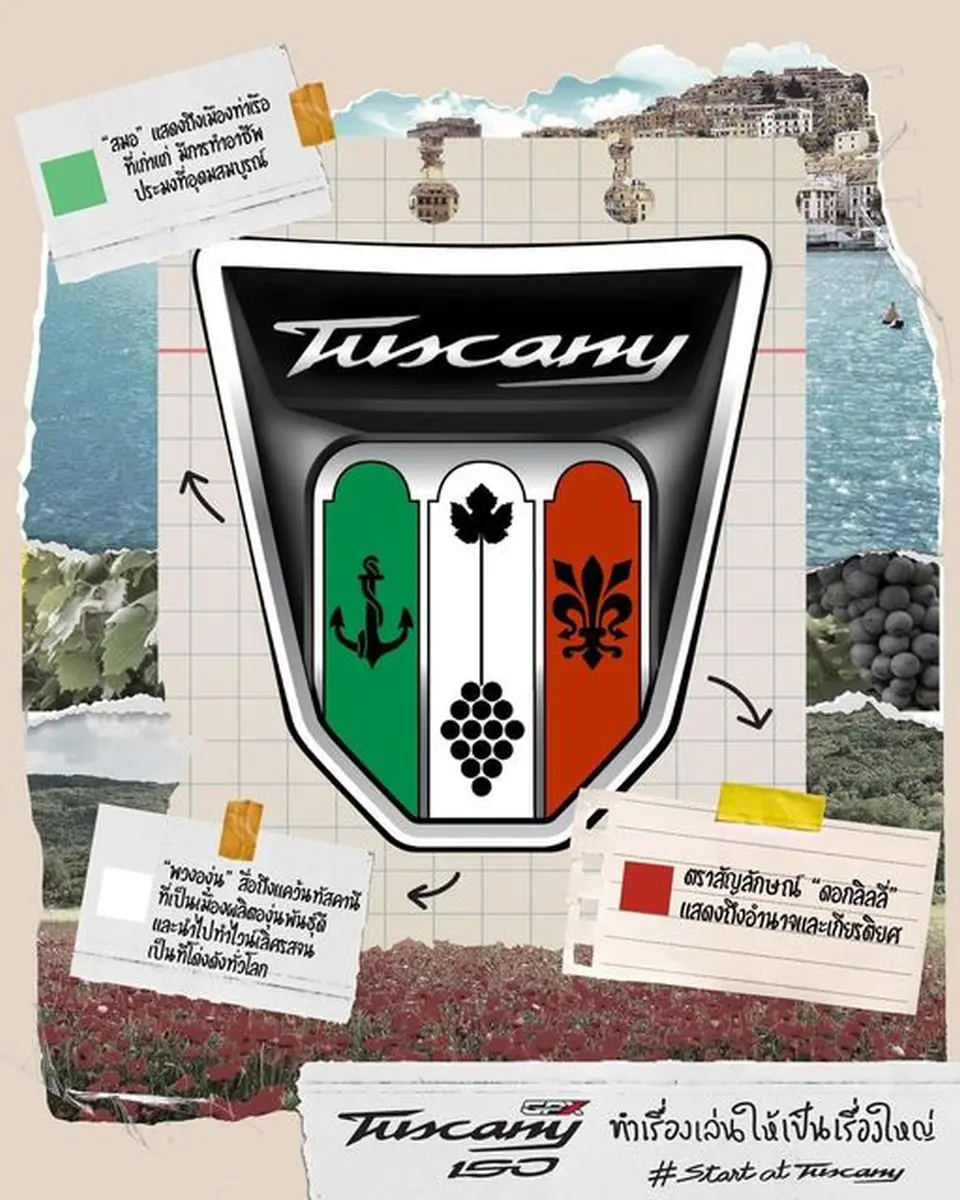 ไม่ได้ติดมาเล่นๆ! แต่ตราสัญลักษณ์หน้ารถ TUSCANY 150