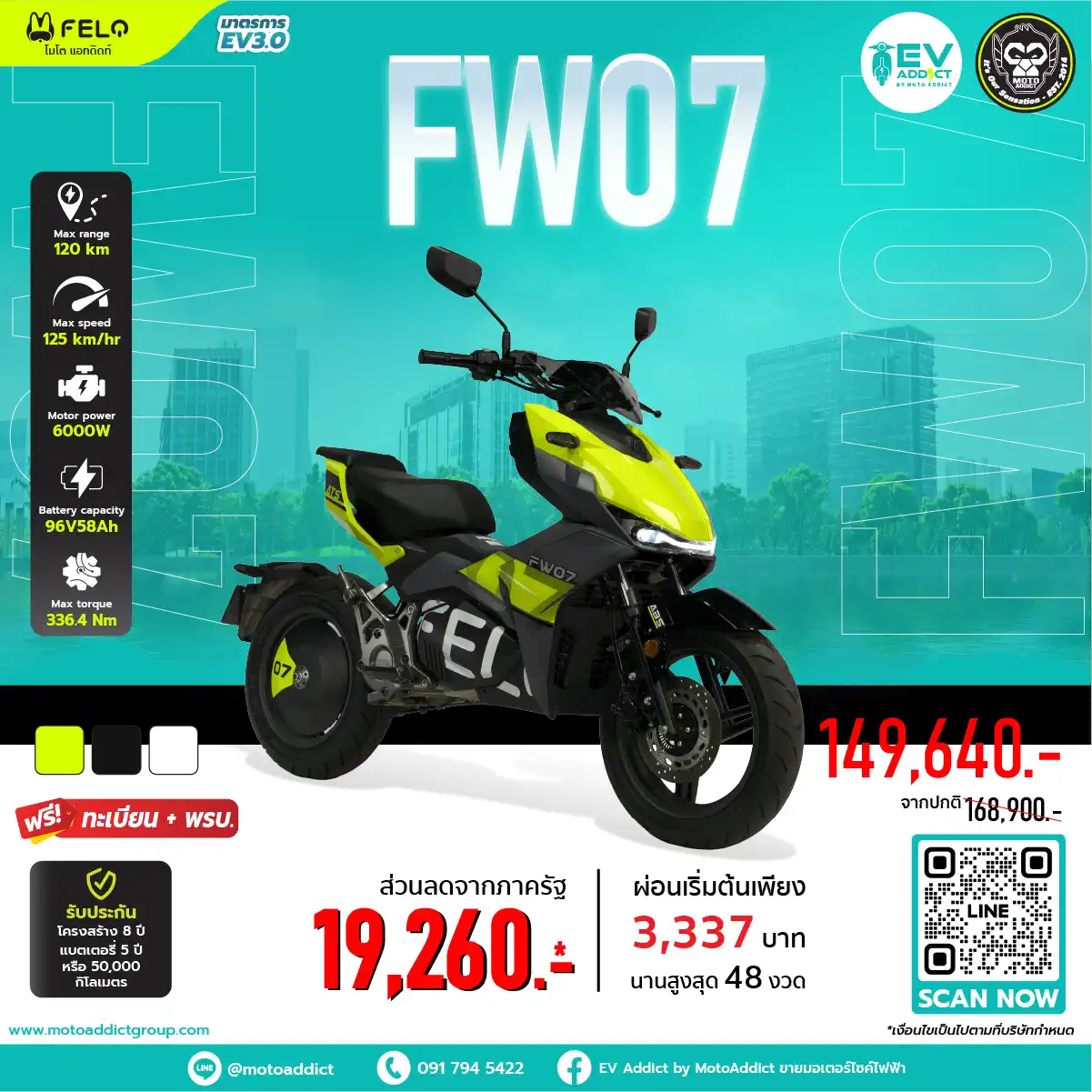 โปรโมชั่นมอเตอร์ไซค์ไฟฟ้า FELO FW07 โปรโมชั่นมอเตอร์ไซค์ไฟฟ้า FELO FW07