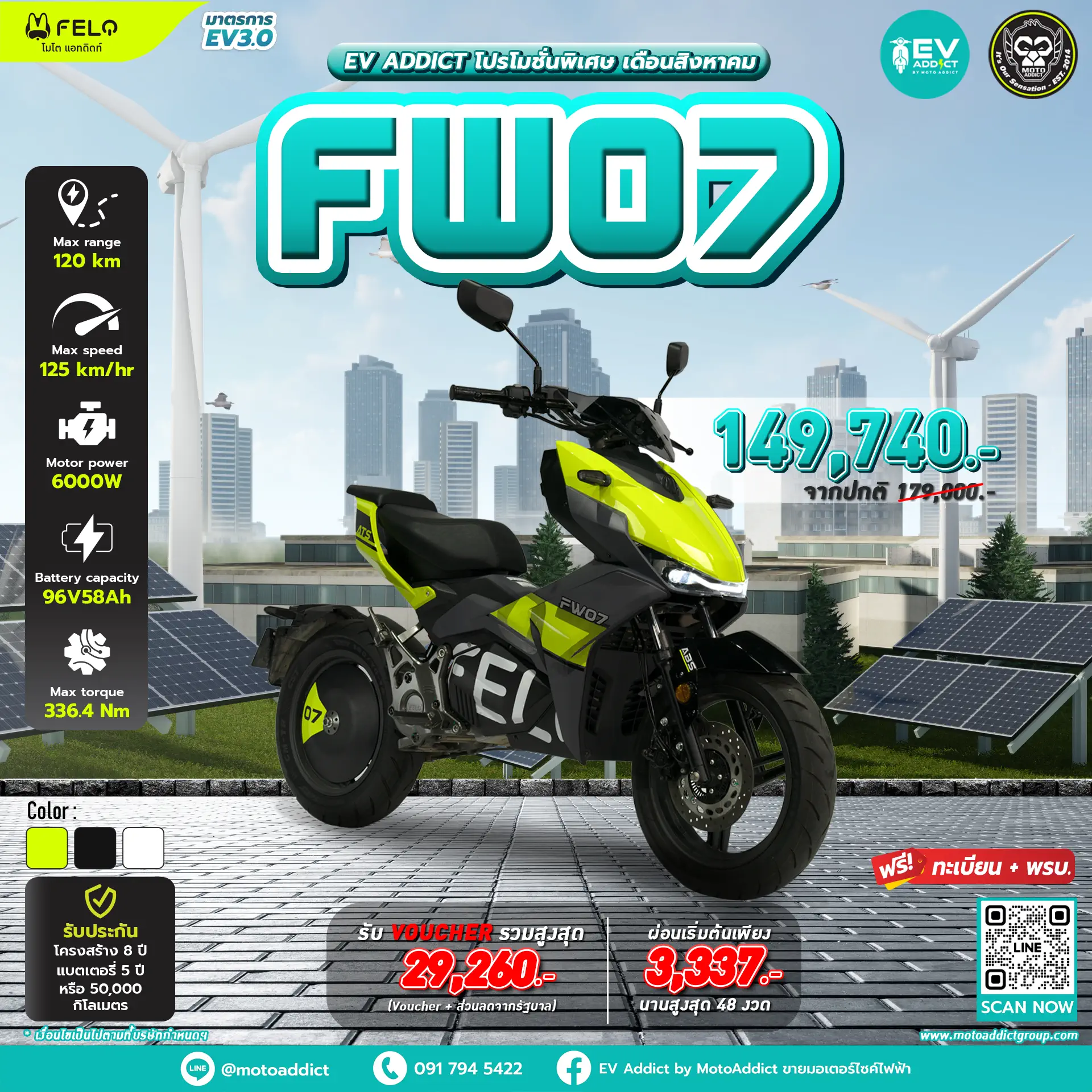 โปรโมชั่นมอเตอร์ไซค์ไฟฟ้า FELO FW07 โปรโมชั่นมอเตอร์ไซค์ไฟฟ้า FELO FW07