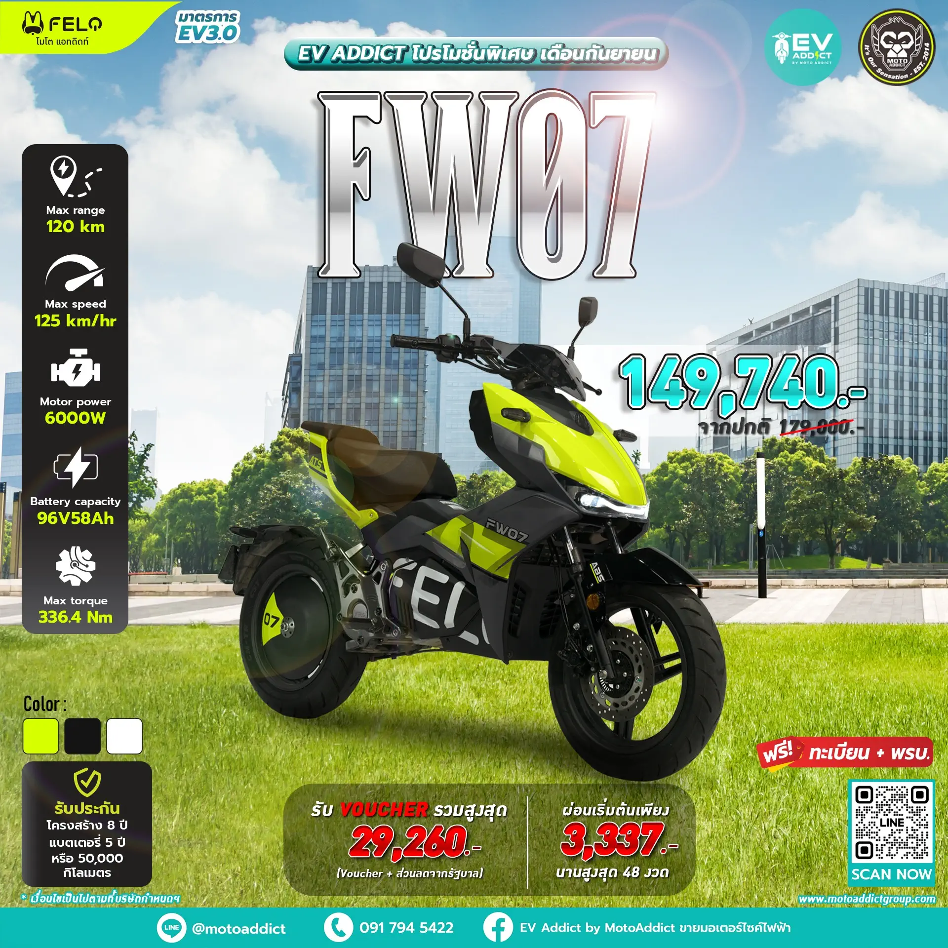 โปรโมชั่นมอเตอร์ไซค์ไฟฟ้า FELO FW07 โปรโมชั่นมอเตอร์ไซค์ไฟฟ้า FELO FW07