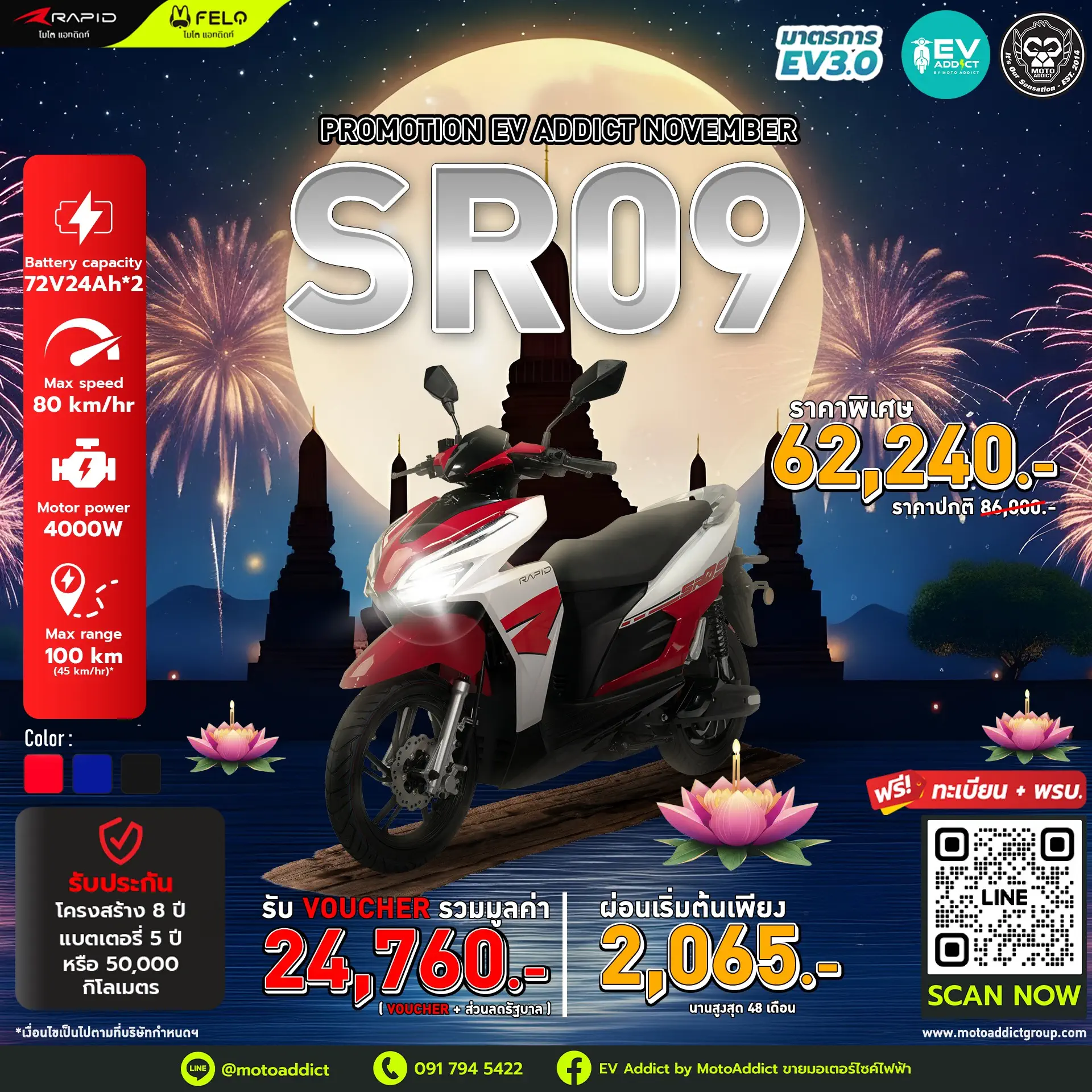 โปรโมชั่นมอเตอร์ไซค์ไฟฟ้า RAPID SR09 โปรโมชั่นมอเตอร์ไซค์ไฟฟ้า RAPID SR09